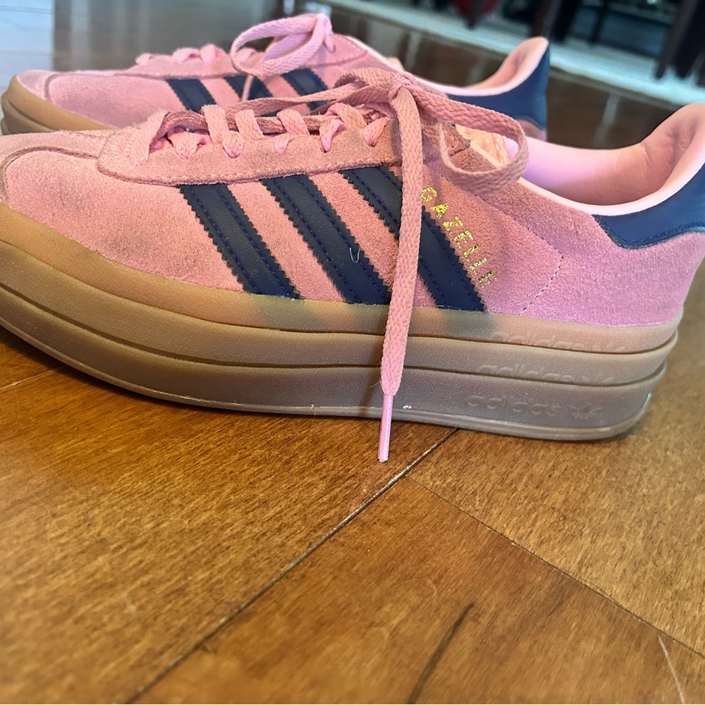Adidas Pink and Navy Platform Sneakers gazelles